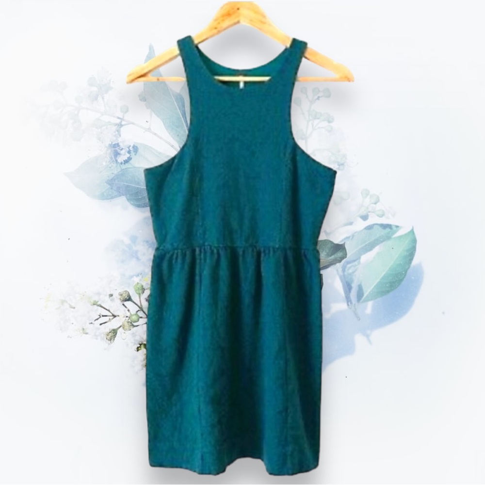 Free People Paisley Print Emerald Green Sleeveless Mini Dress- Sz L